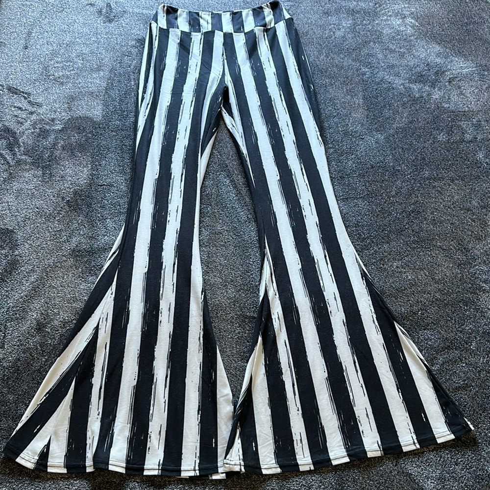 Too Fast Black White Striped Hellz Bellz Flares